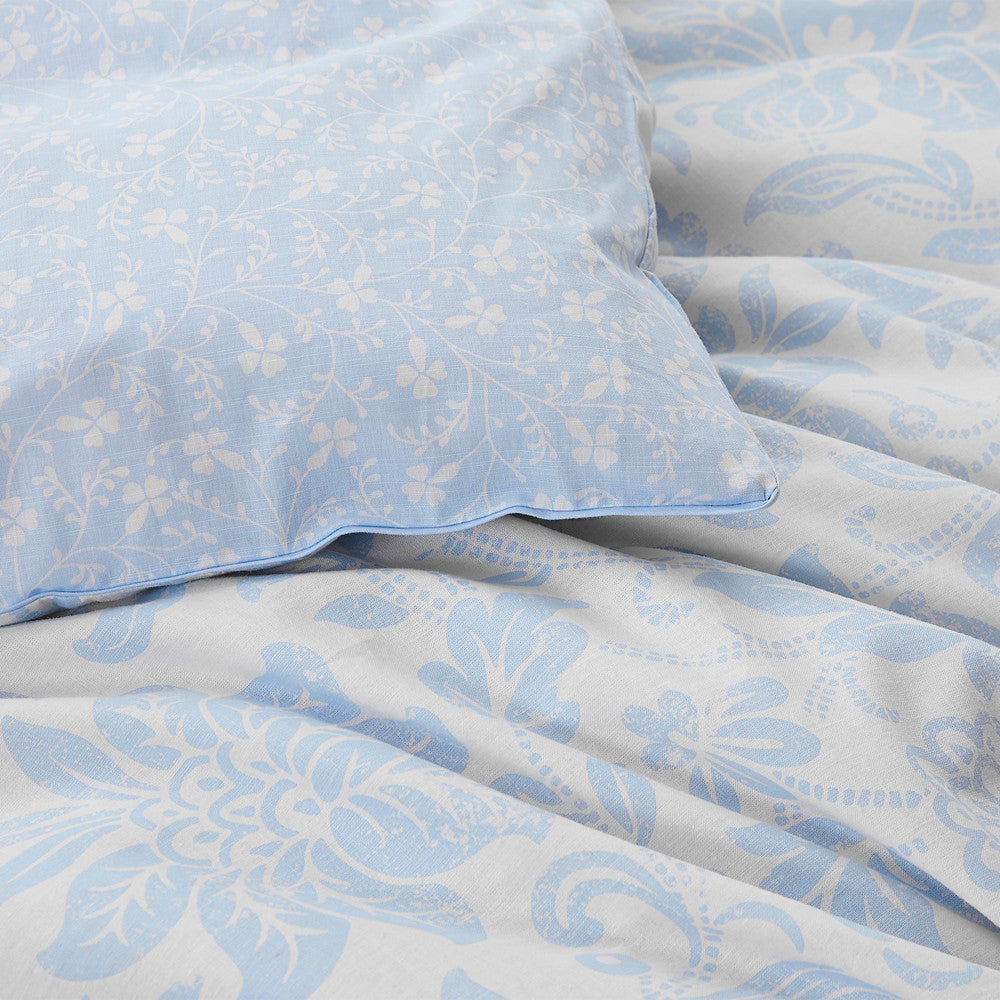 Laura Ashley Percy Sky Blue Luxury Quilt Cover Set for King Size Bed