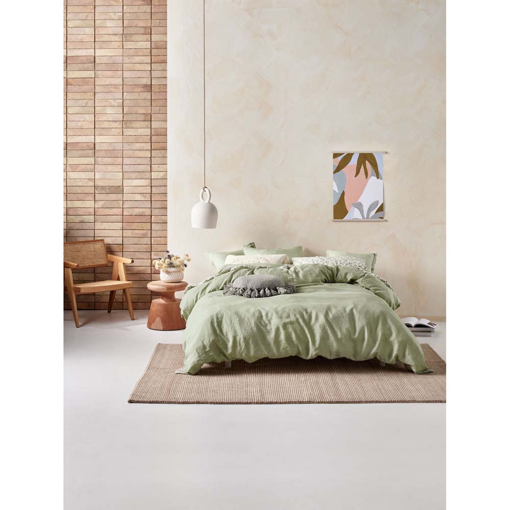 Linen House Nimes Wasabi Soft & Durable Queen Bed Quilt Cover Set