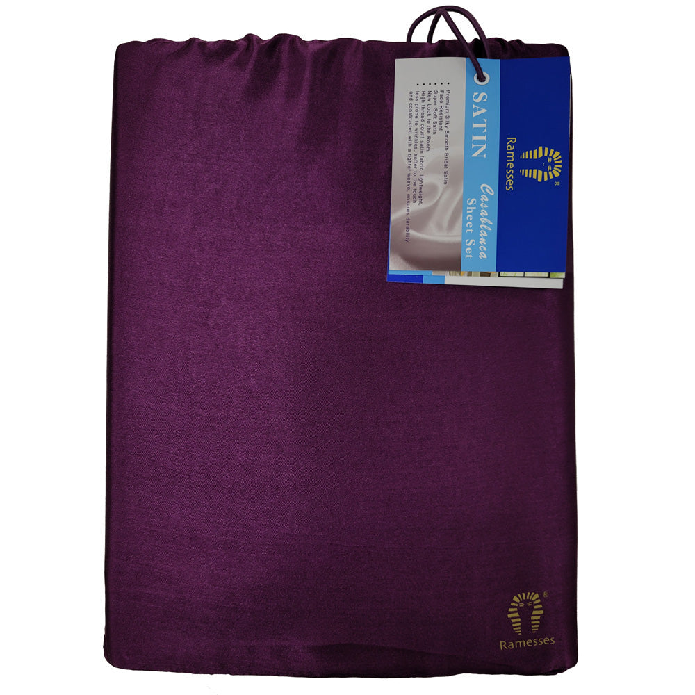Single Bed Violet Casablanca Luxurious Silky Satin Sheet Set
