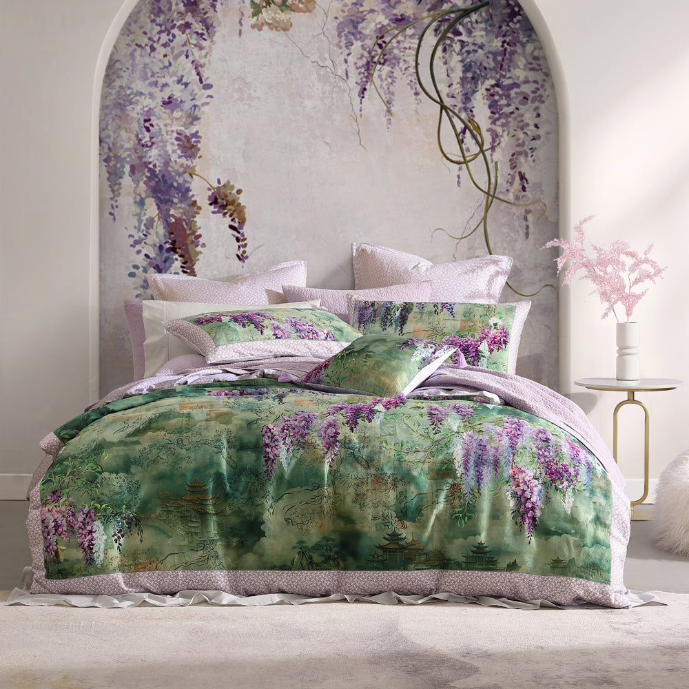 Logan and Mason Miko Super King-sized Japanese-inspired Wisteria Quilt Cover Set