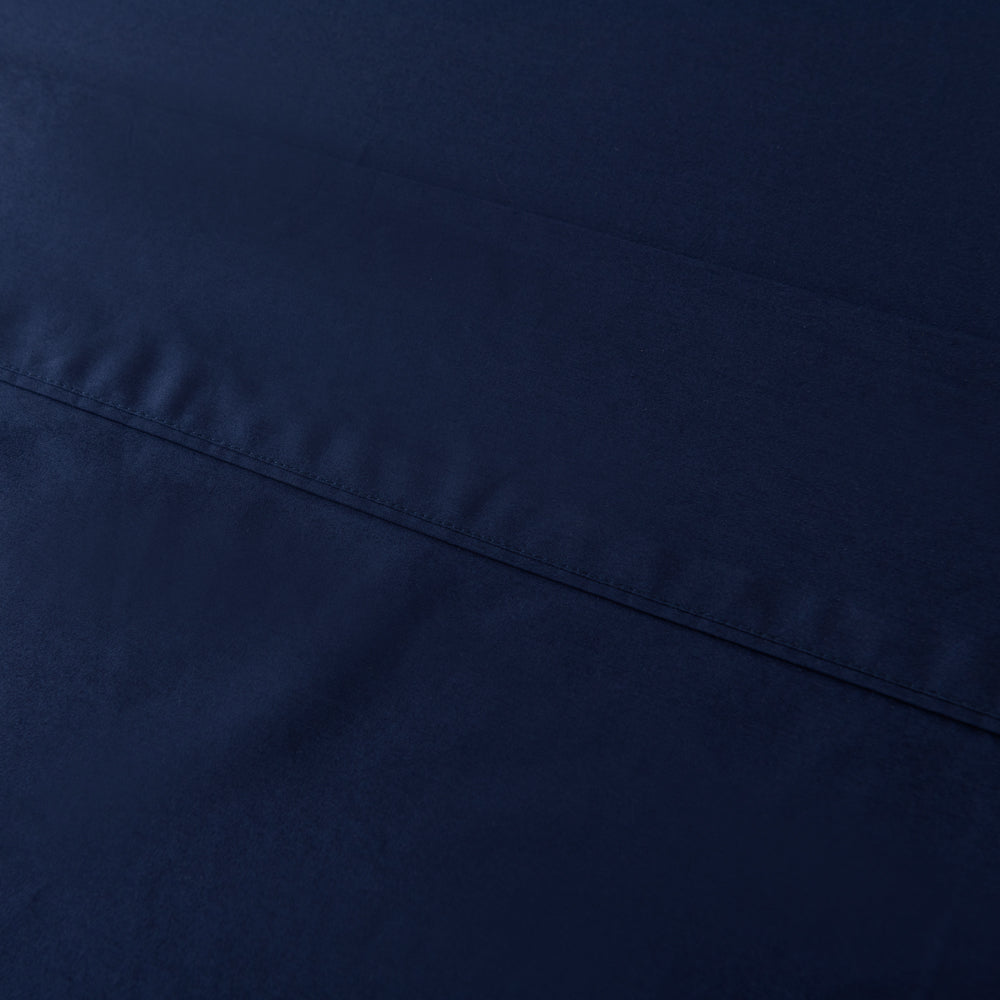 Navy 400TC Casey Cotton Flat Sheet for Long Single Bed