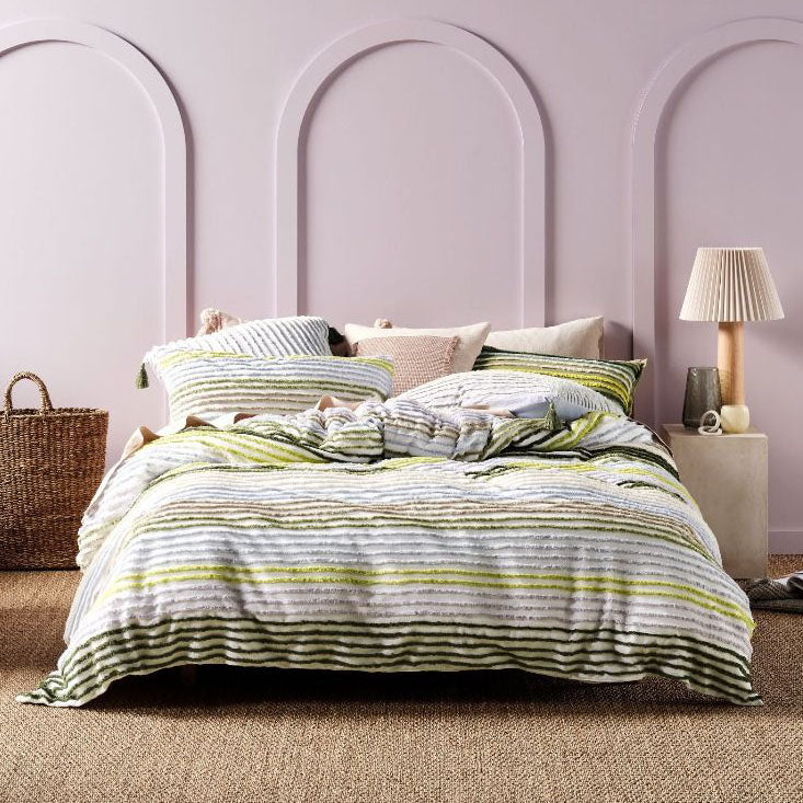 Queen-Sized Linen House Nola Multi-Colored Chenille Quilt Cover Set