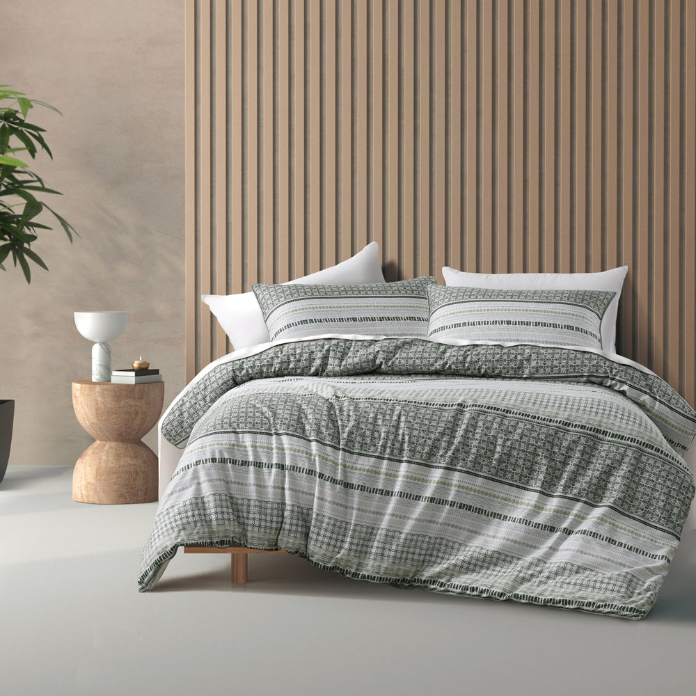Bianca Drake Double Bed Quilt Cover Set in Trendy Green