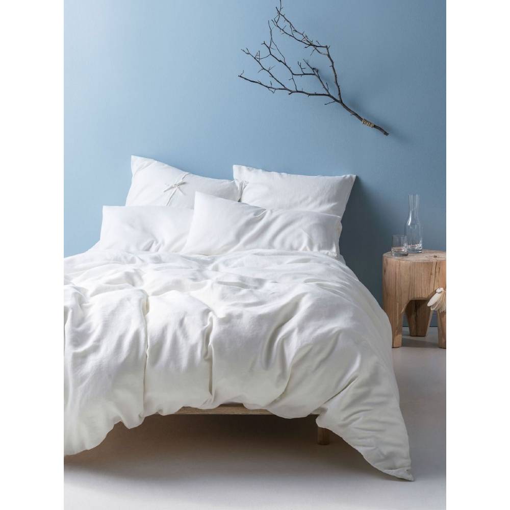 Luxurious King - Sized Nimes White Linen Quilt Cover Set for All - Season Use