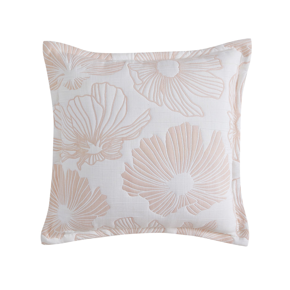 Modern Platinum Poppi Rose Square Filled Decorative Cushion