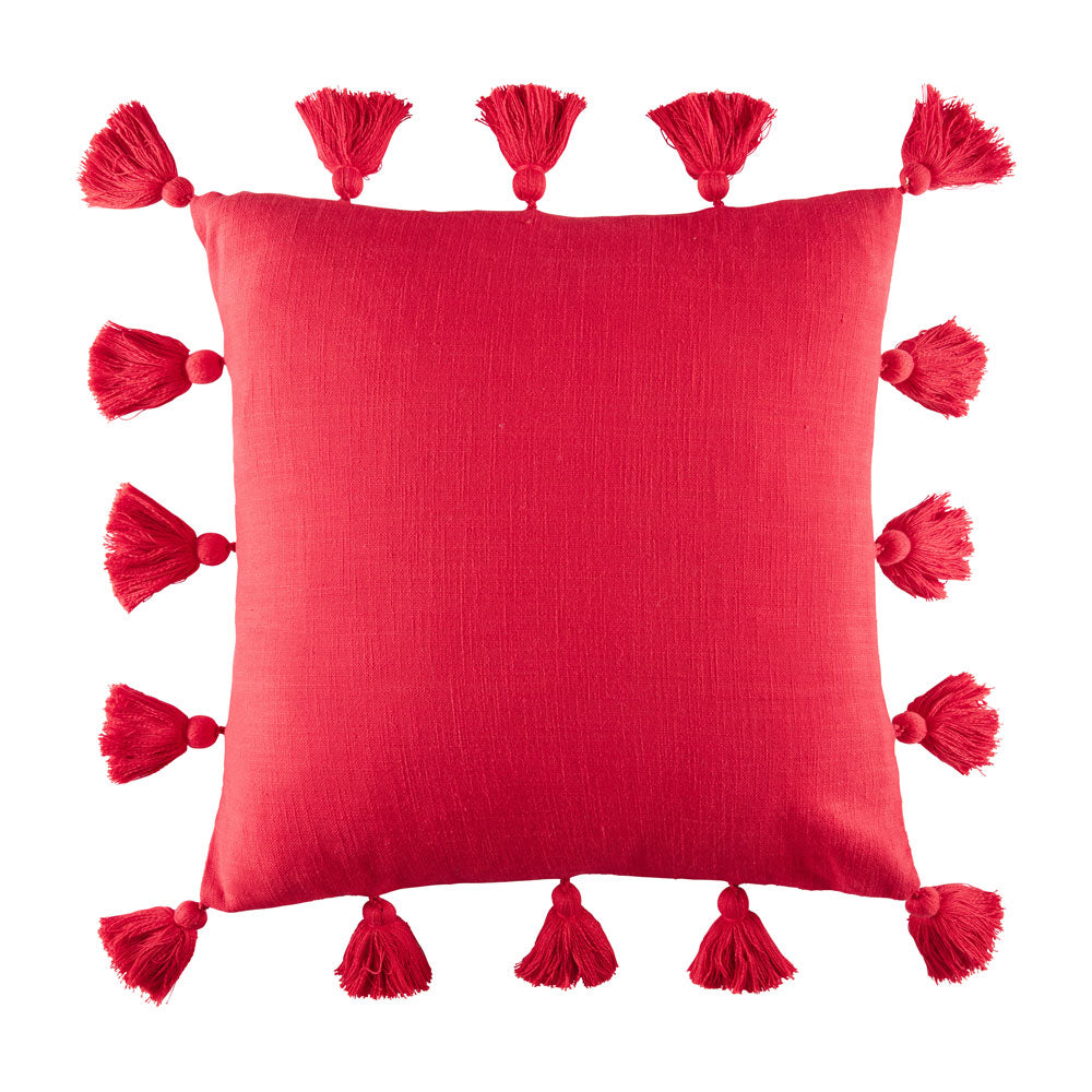 KAS Emilio Red Filled Square Decorative Cushion for Home
