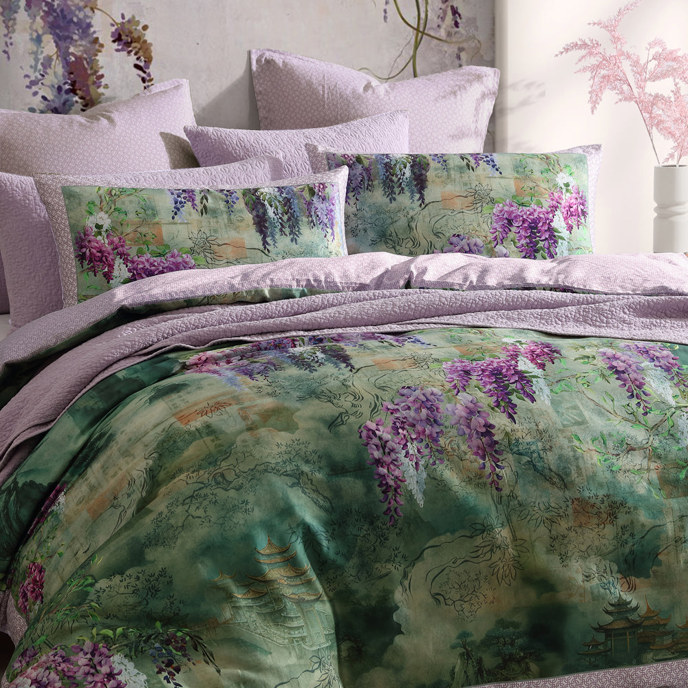 Logan and Mason Miko Super King-sized Japanese-inspired Wisteria Quilt Cover Set
