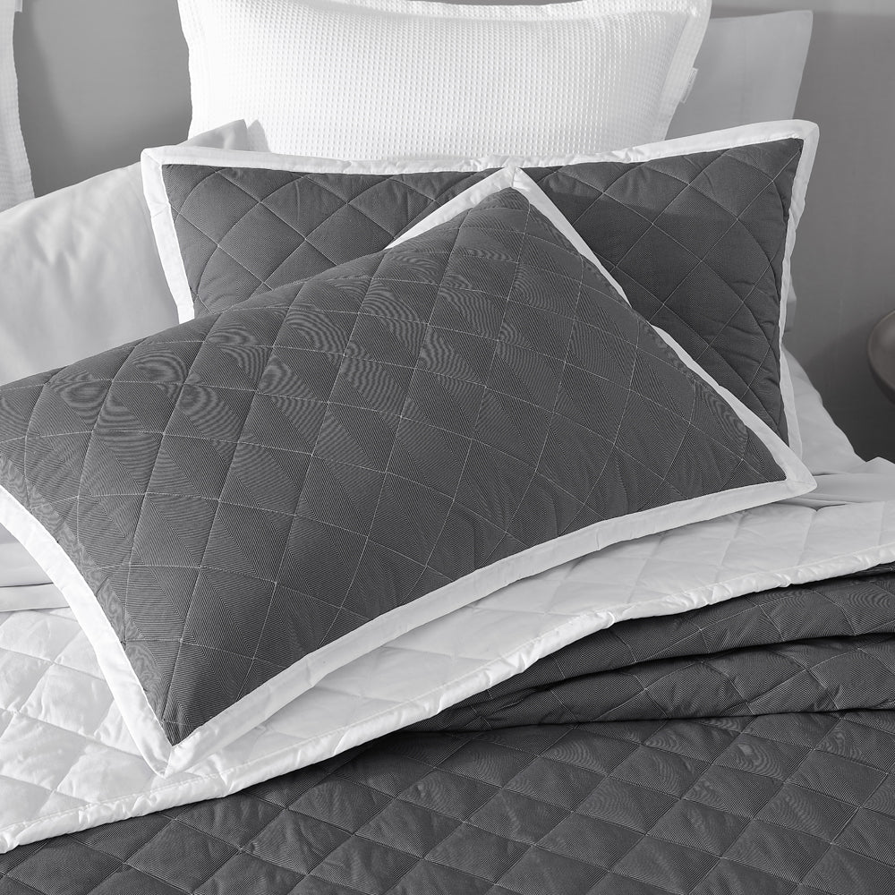 Two-Piece Set of Essex Charcoal Pillowshams | Pair of Pillow Decorations