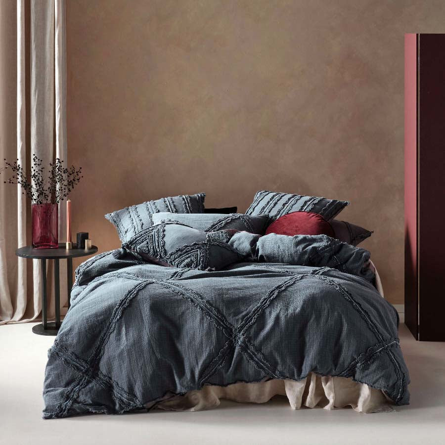 Vintage Bohemian Heather Slate Double Bed Quilt Cover Set