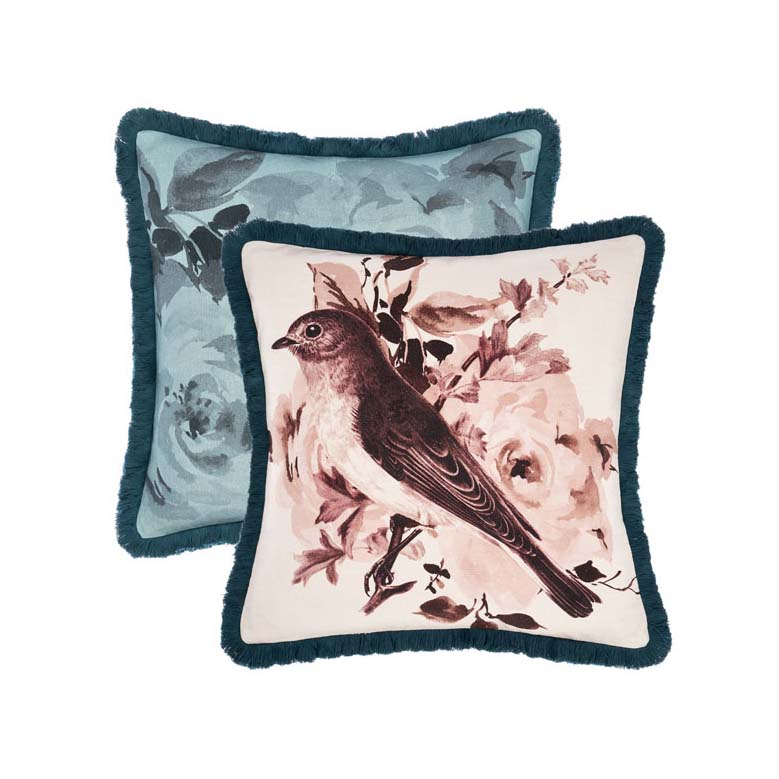 Linen House Reversible Fringed Primrose Multi - Square Filled Cotton Cushion