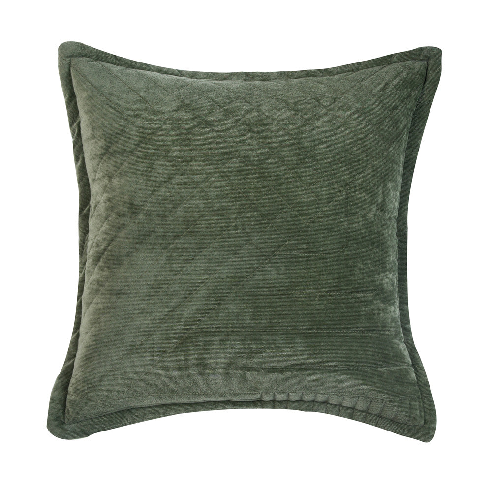 Samatra Olive Soft Square Quilted Filled Decorative Cushion