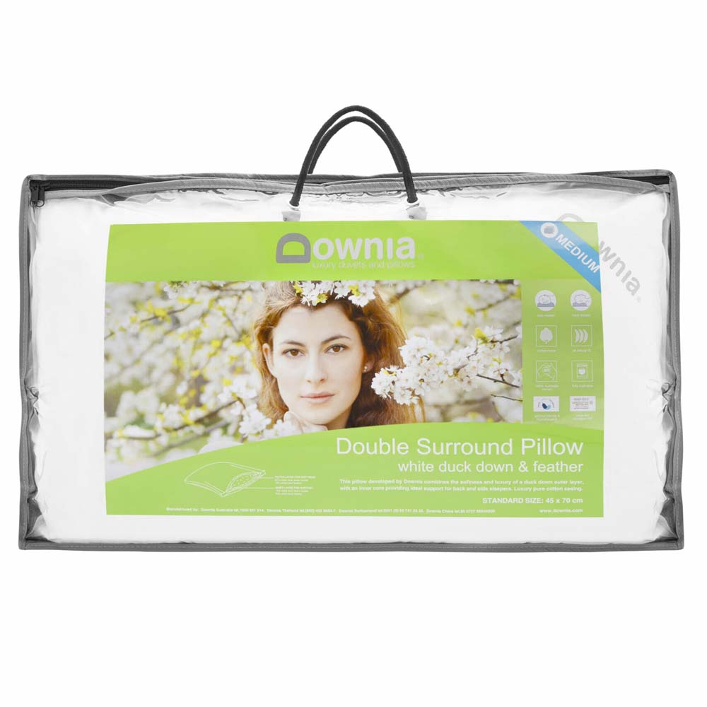 Downia Double Surround Luxury Medium Profile Down and Feather Pillow
