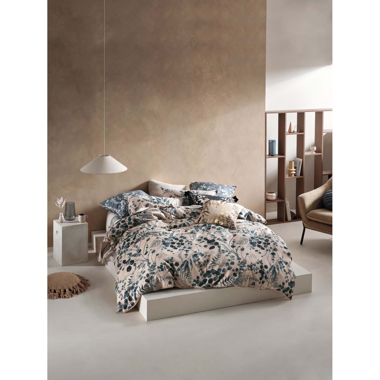 Linen House Nellie Double Bed Petrol Blue Quilt Cover Set with Fringe