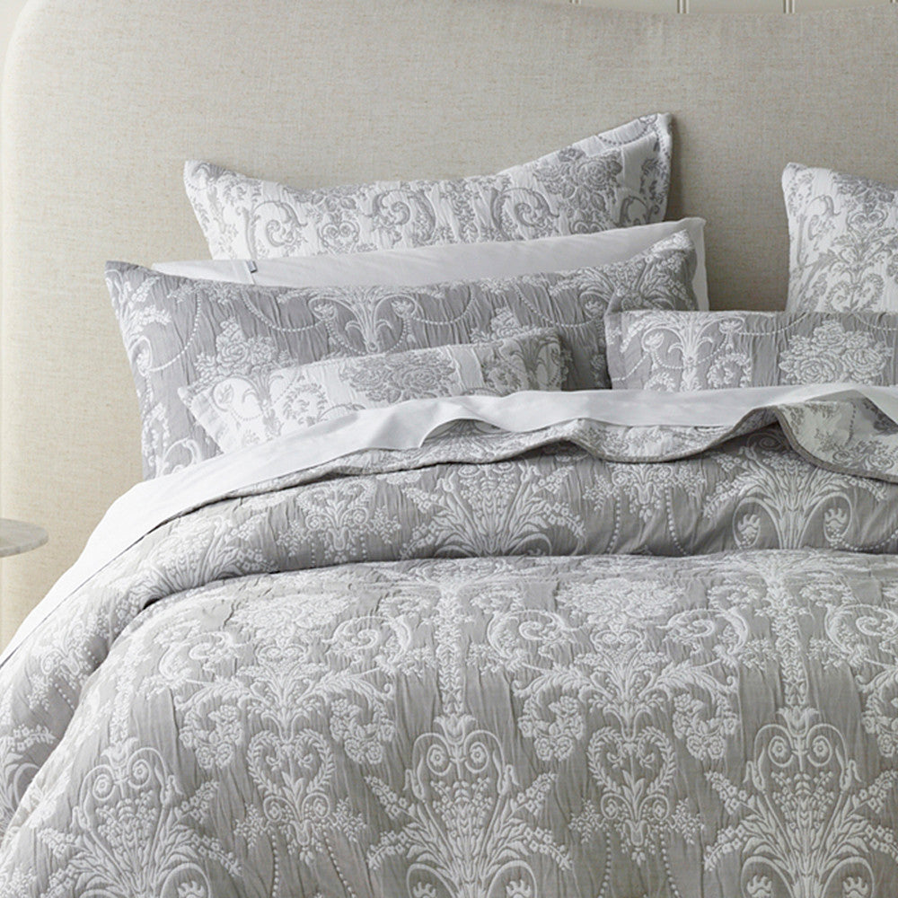 Elegant Olivia Grey Coverlet Set for Queen or King Size Beds