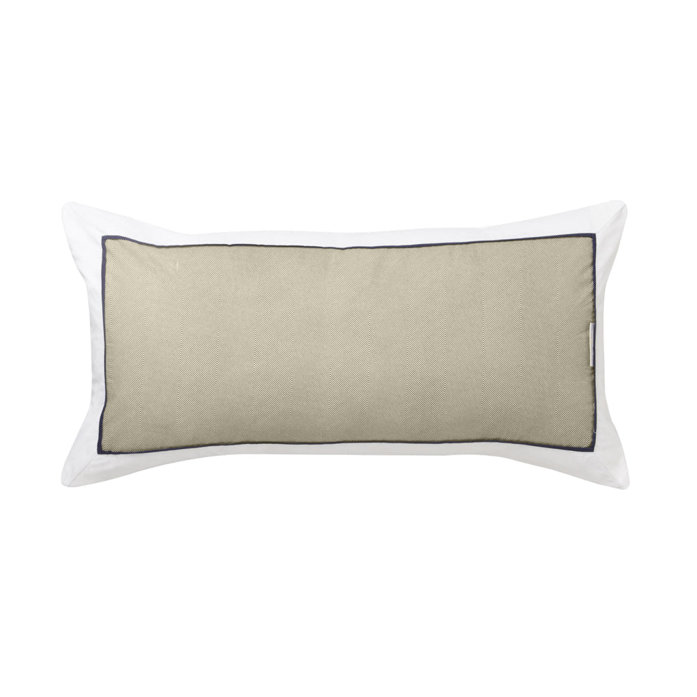 Long Filled Essex Olive Cushion with Elegant Herringbone Design
