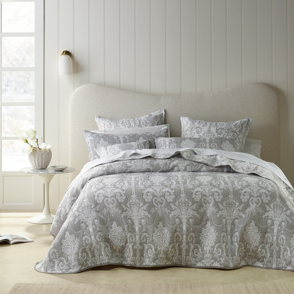 Elegant Olivia Grey Coverlet Set for Queen or King Size Beds