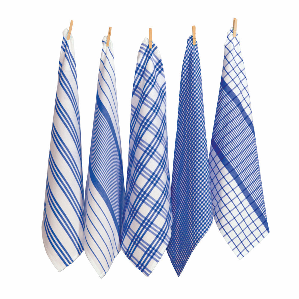 5-Pack Blue Milan Tea Towels - Ideal Kitchen Essentials