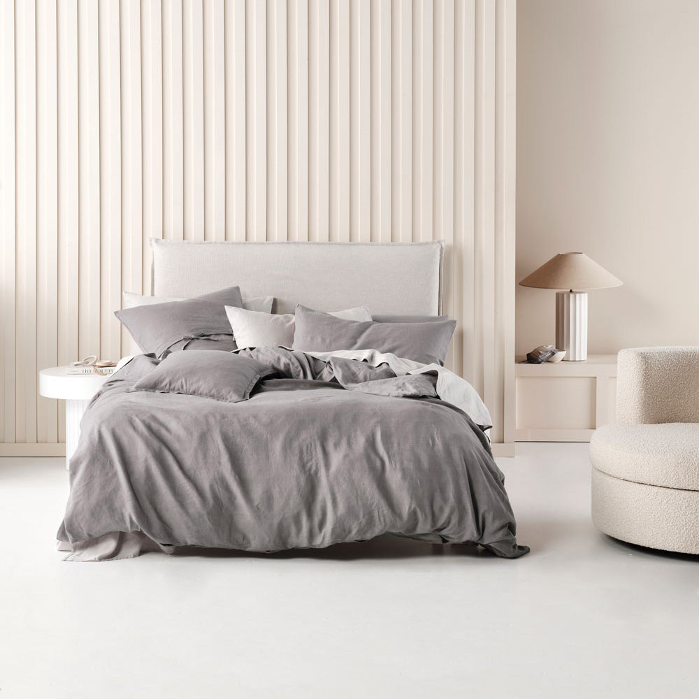 Single Bed Nimes Ash Linen Quilt Cover Set: Soft & Durable for All Seasons