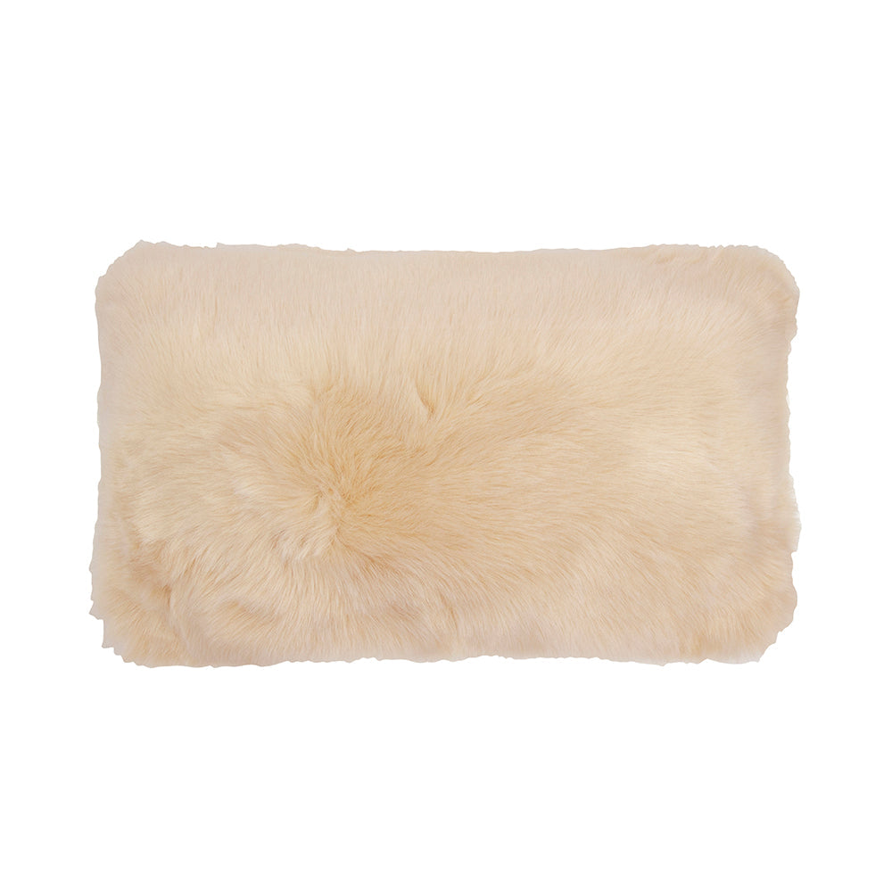 Bambury Nougat-colored Artificial Fur Long Filled Decorative Cushion for Bed and Couch