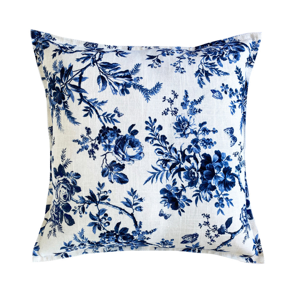 Laura Ashley Walled Garden Midnight Floral Toile Square Filled Cushion