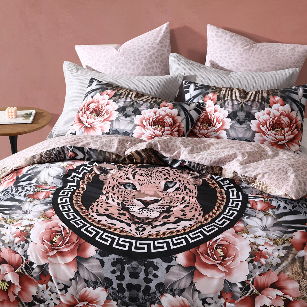 Stylish Nala Leopard Queen - Sized Bed Quilt Cover Set