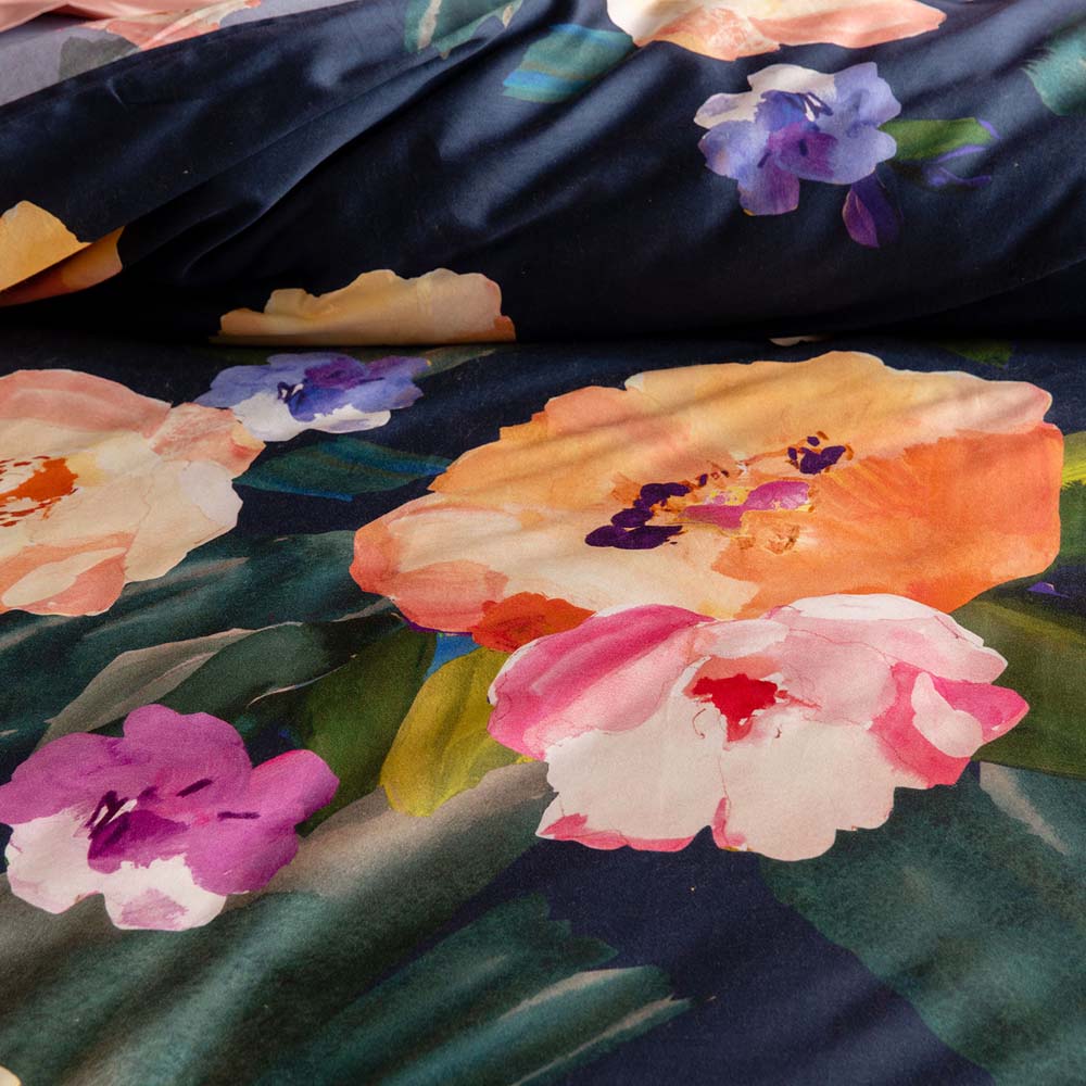 KAS Kelisa Multi - Shimmery Navy Double Bed Quilt Cover Set