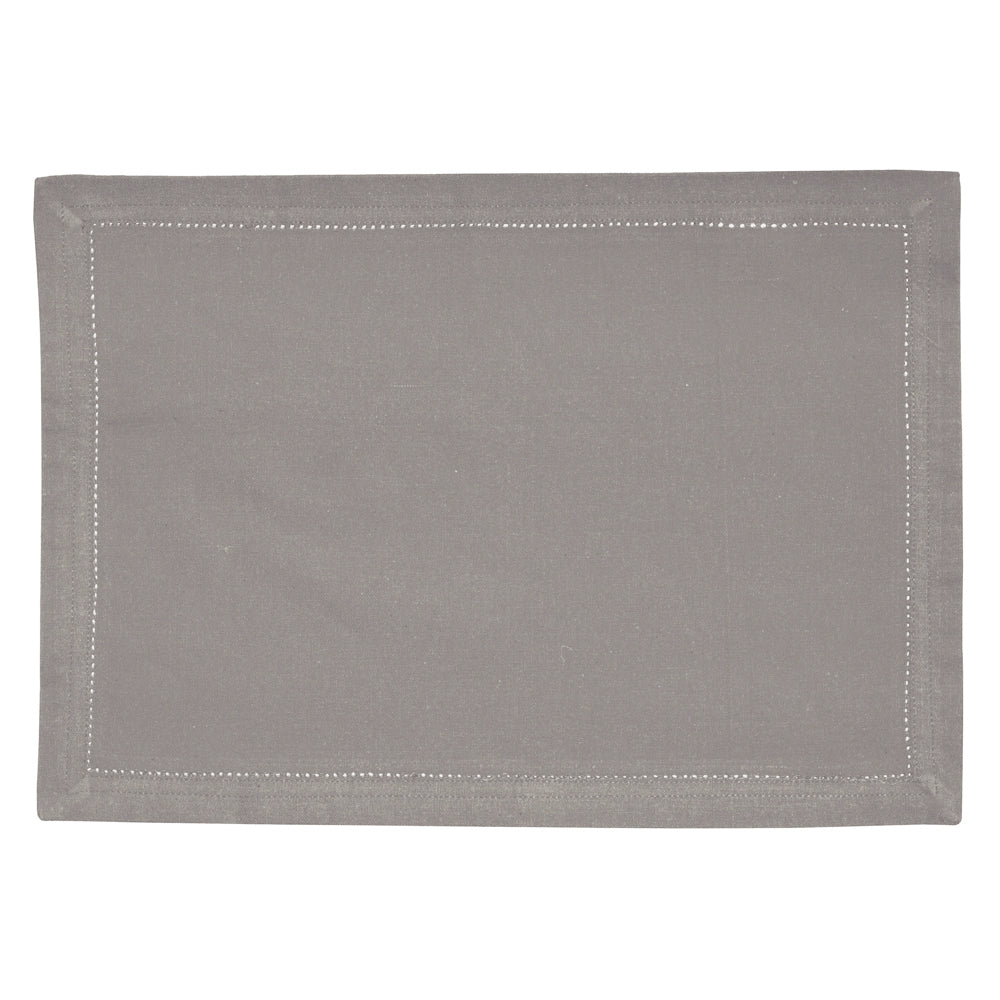 Two-Piece Set of Grey Hemstitch Placemats for Dining Tables