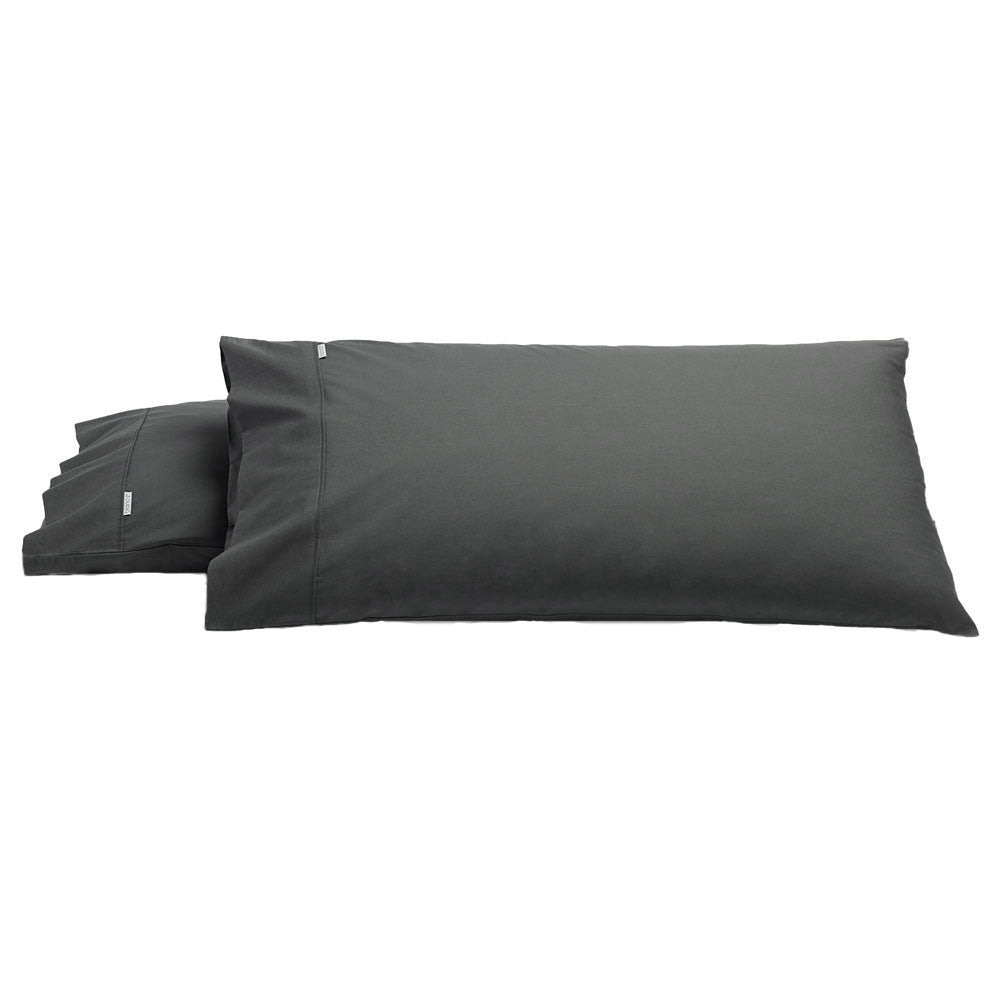 2-Pack Heston Charcoal King-Size Soft and Durable Cotton Percale Pillowcases