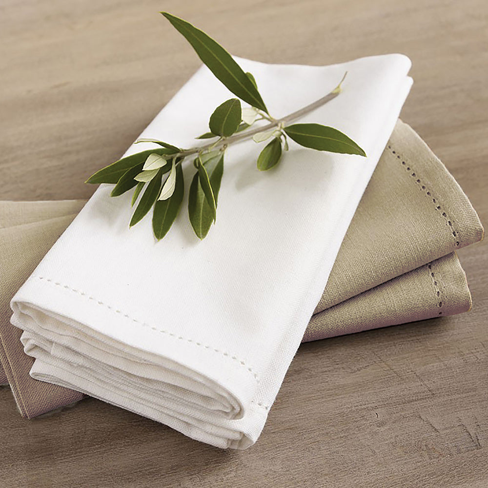 Two-Piece Set of Oatmeal-Colored Hemstitch Dinner Napkins