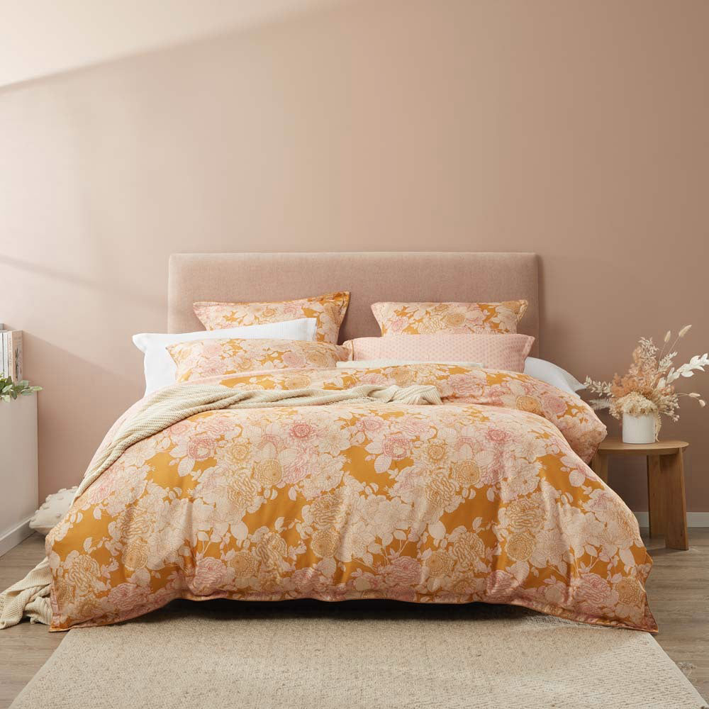 Platinum Logan and Mason Arbour Honey Super King Size Quilt Cover Set for Bedroom Decor