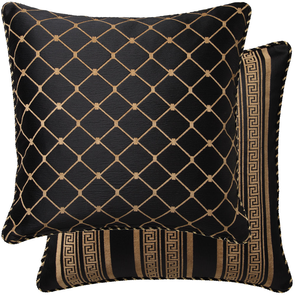 European-Style Massimo Black and Gold Trellis Pillowcase for Bedroom Luxury