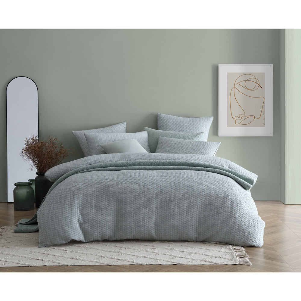 Frankie Sage Super King Quilt Cover Set with Natural Texture