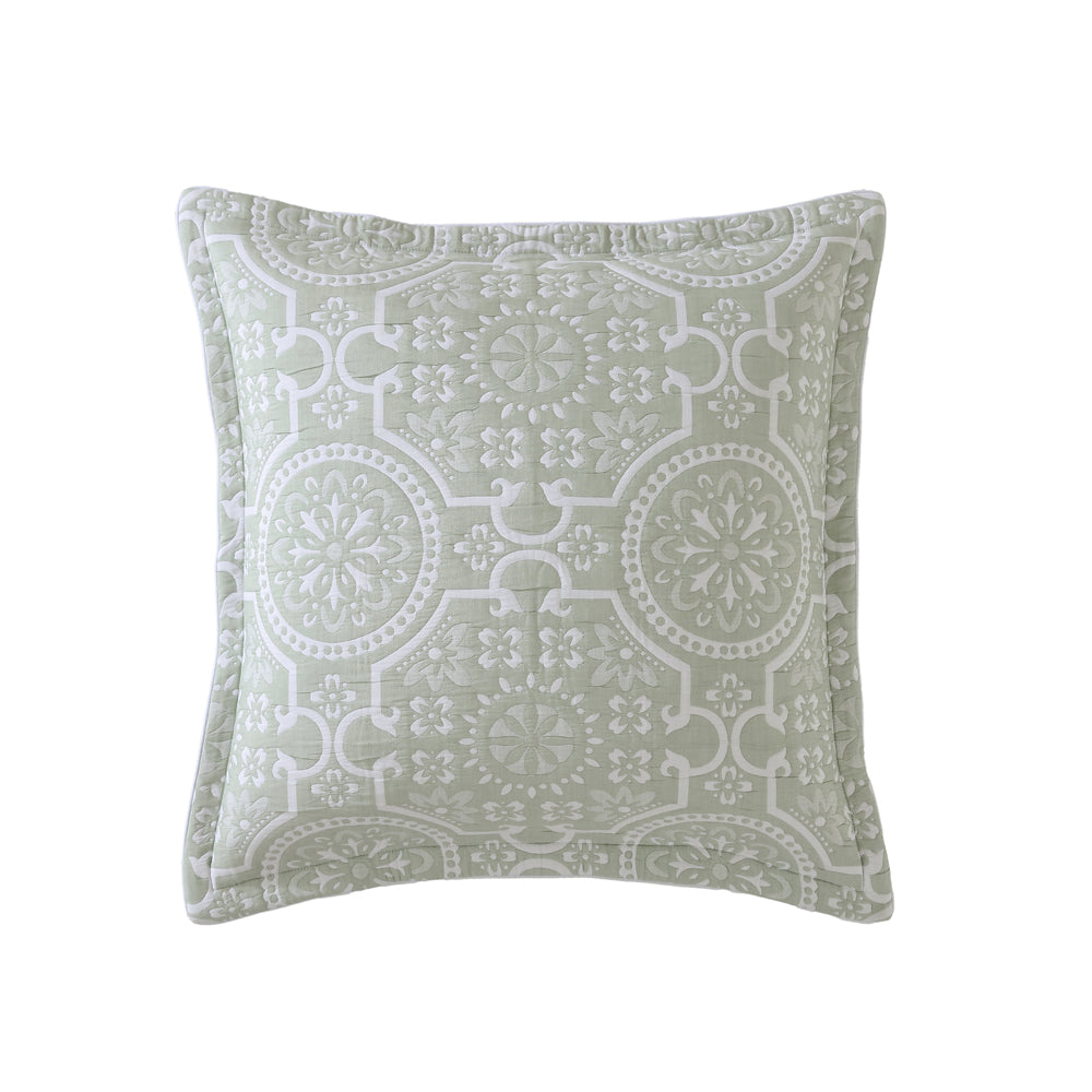 Exquisite Mayfair Sage Square Decorative Filled Cushion for Spring and Summer