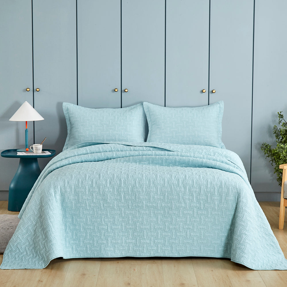 Oceanic Blue Jigsaw Pattern Super King Oceania Coverlet Set