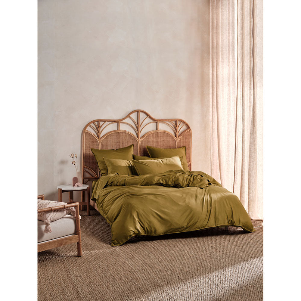 Linen House Luxury Nara Bronze Bamboo Cotton Quilt Cover Set for King Size Bed
