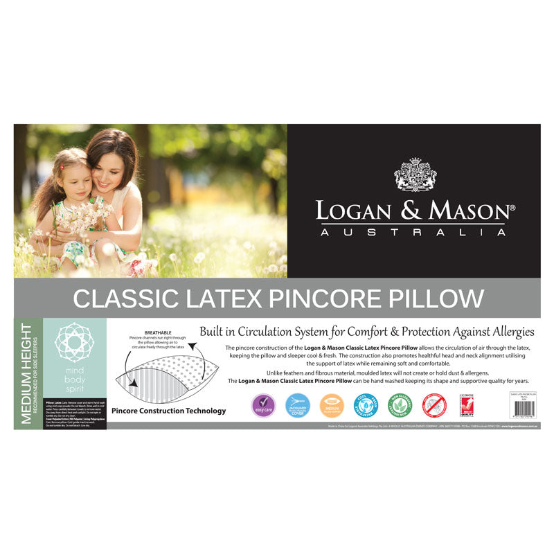 Logan & Mason Classic High - Quality Latex Pincore Sleep Pillow