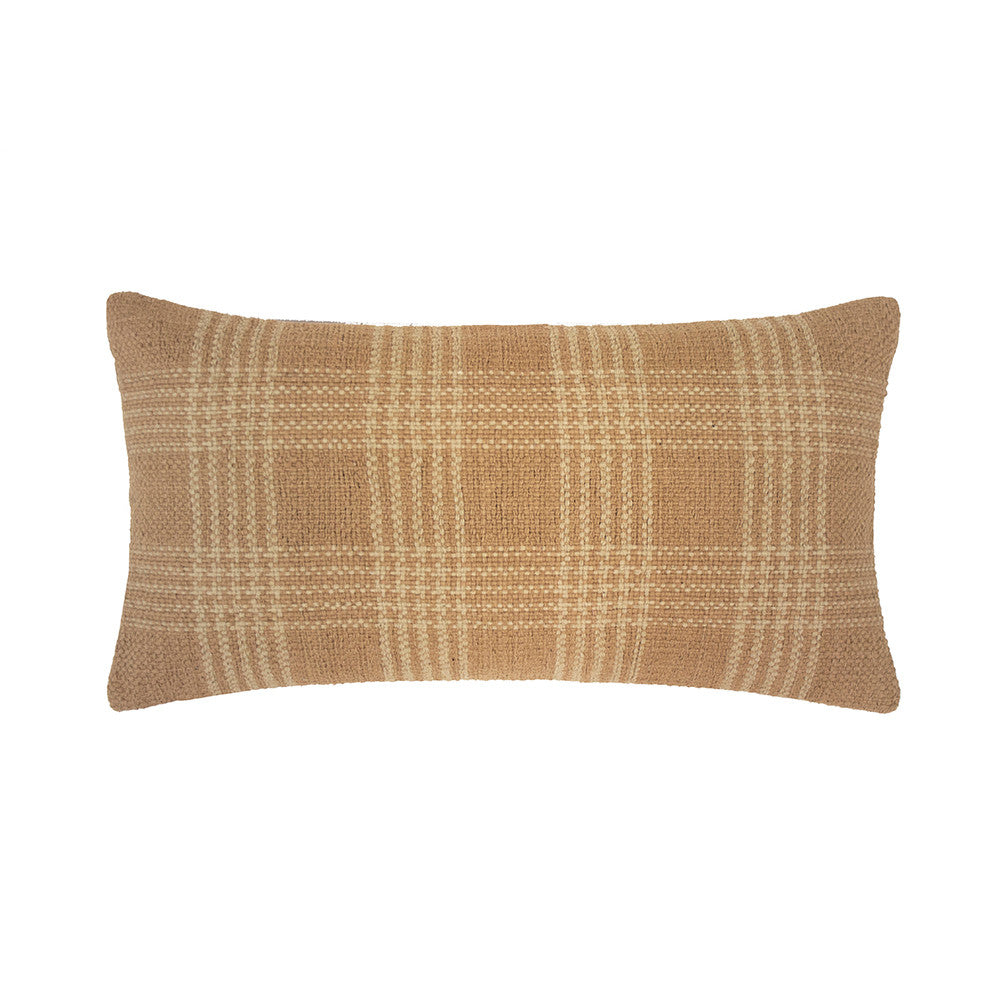 Elliot Fawn Long Cotton Filled Tartan Pattern Cushion