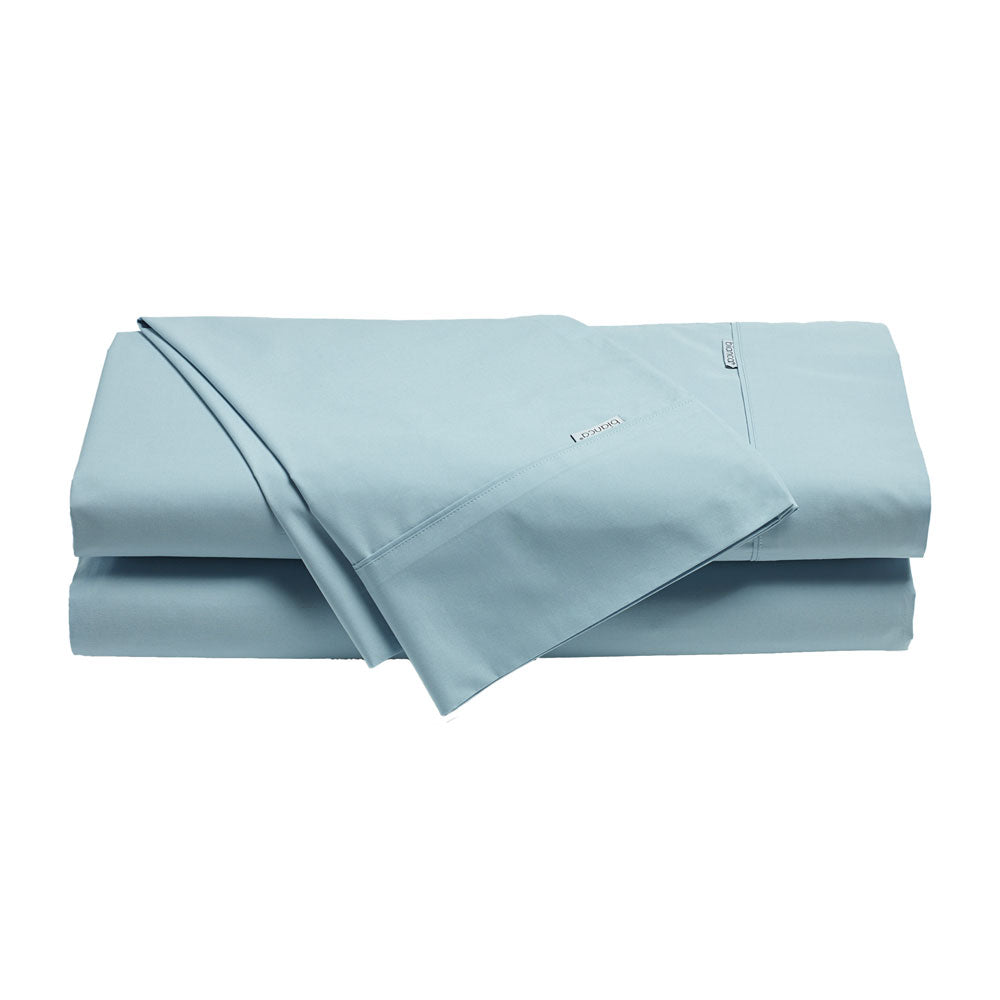 Heston King Single Bed 300TC 100% Cotton Percale Sheet Set in Steel Blue