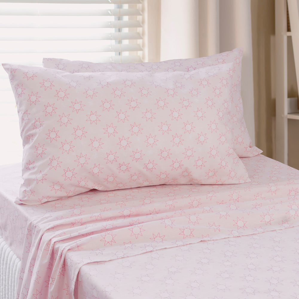 Pastel Pink Suns Sheet Set for Double Bed by Jelly Bean Kids