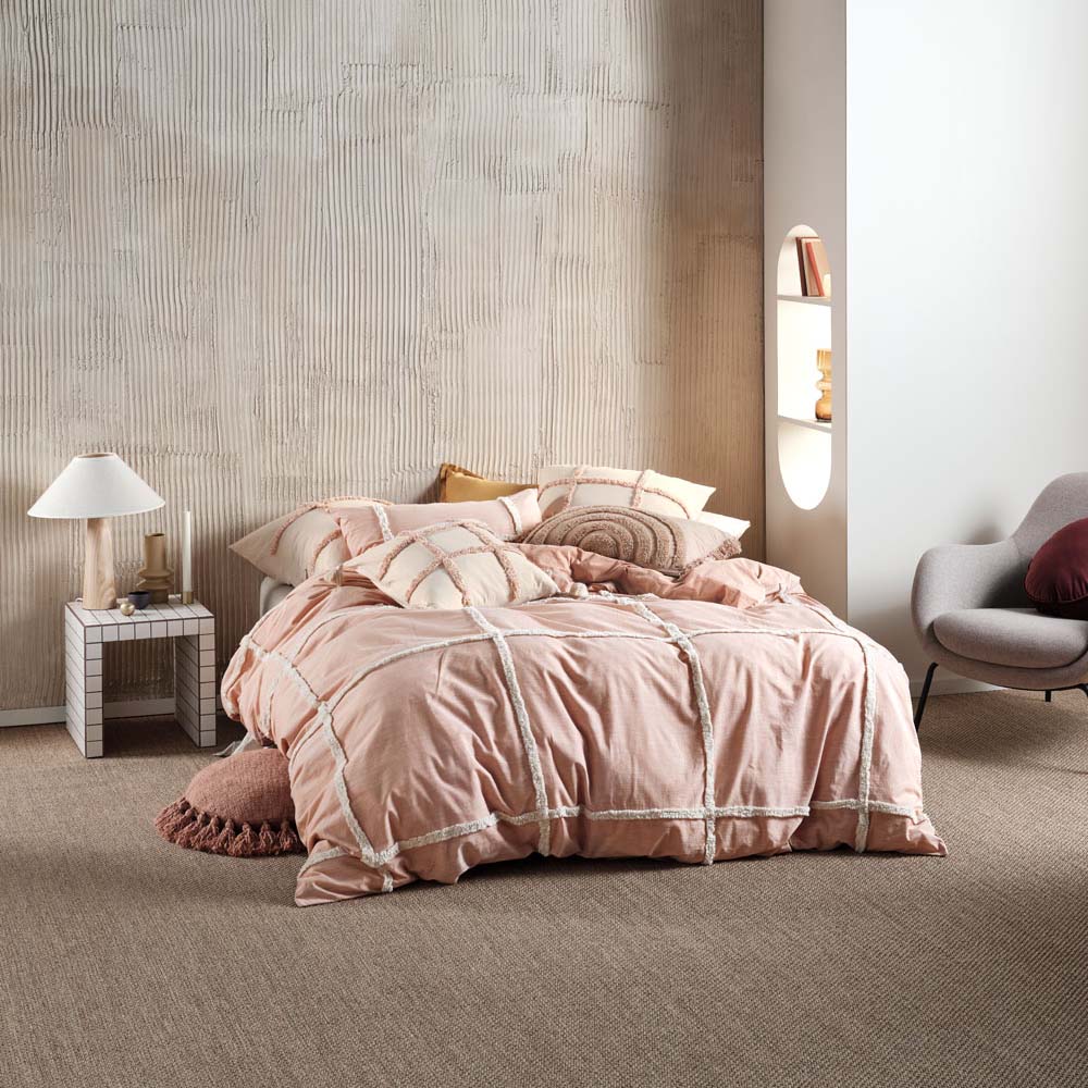 Super King Lyndon Brandy Cotton - Chenille Quilt Cover Set by Linen House