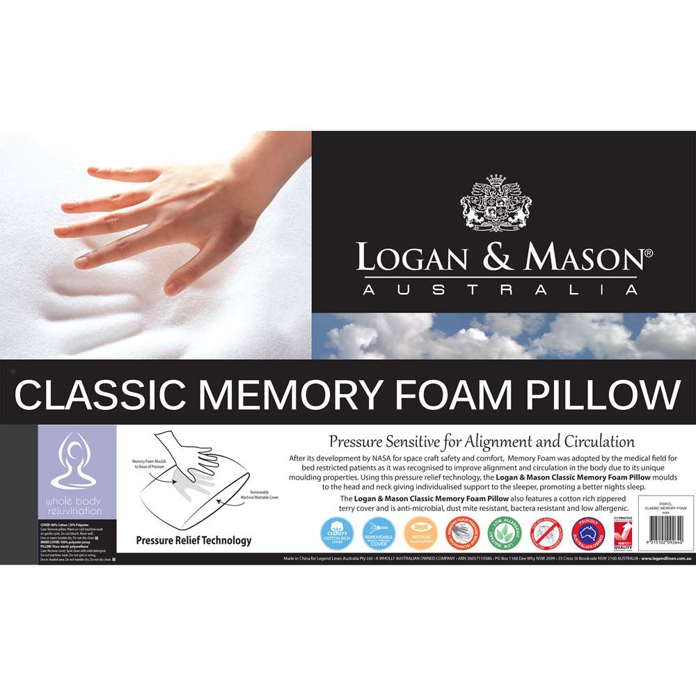 Logan and Mason High - Quality Classic Memory Foam Sleeping Pillow