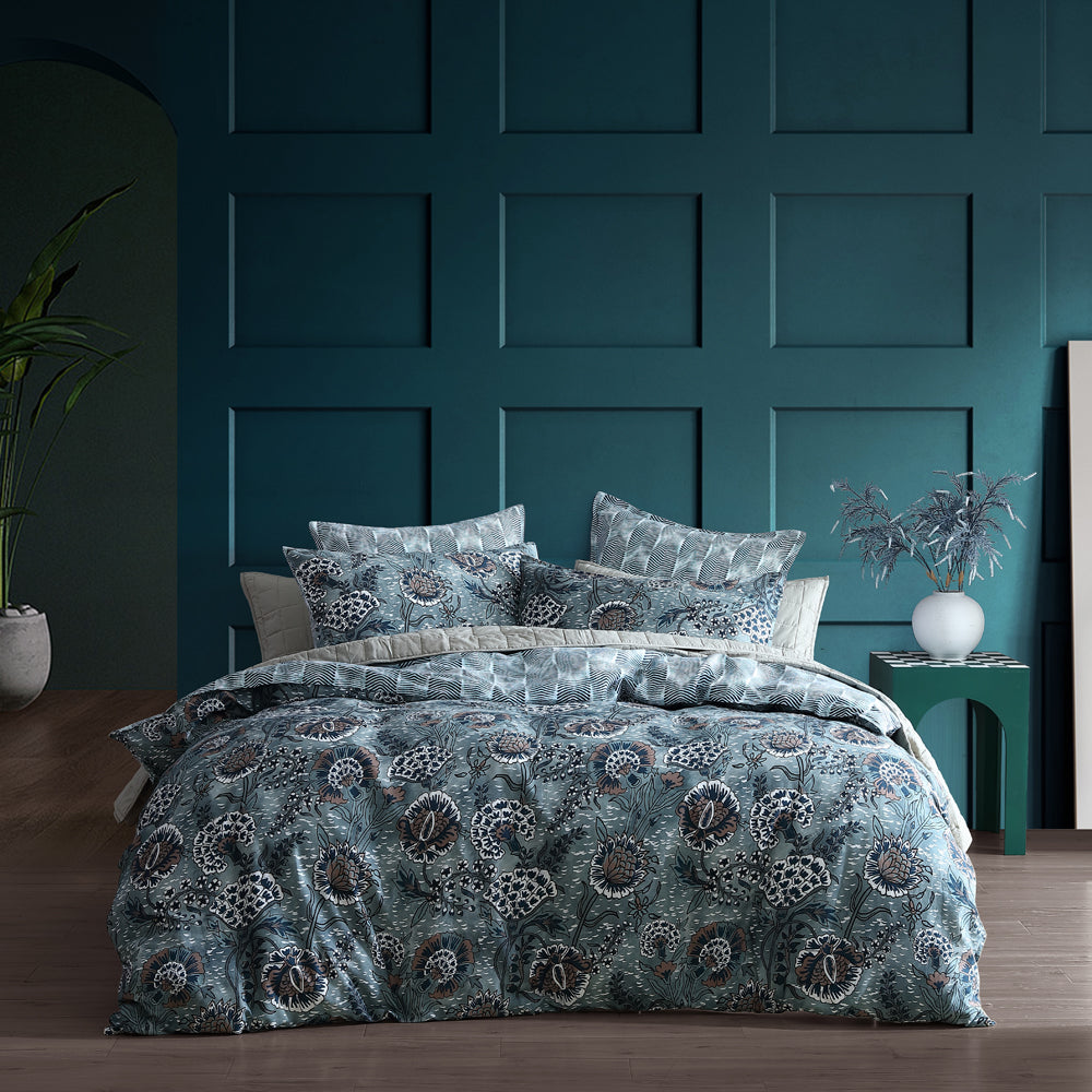 Super King Size Cape Conran Teal Quilt Cover Set by Logan and Mason