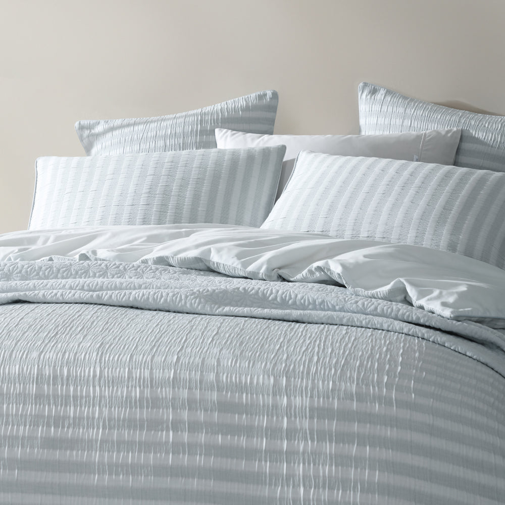 Emmet Sage Super King Quilt Cover Set: Timeless Striped Luxury