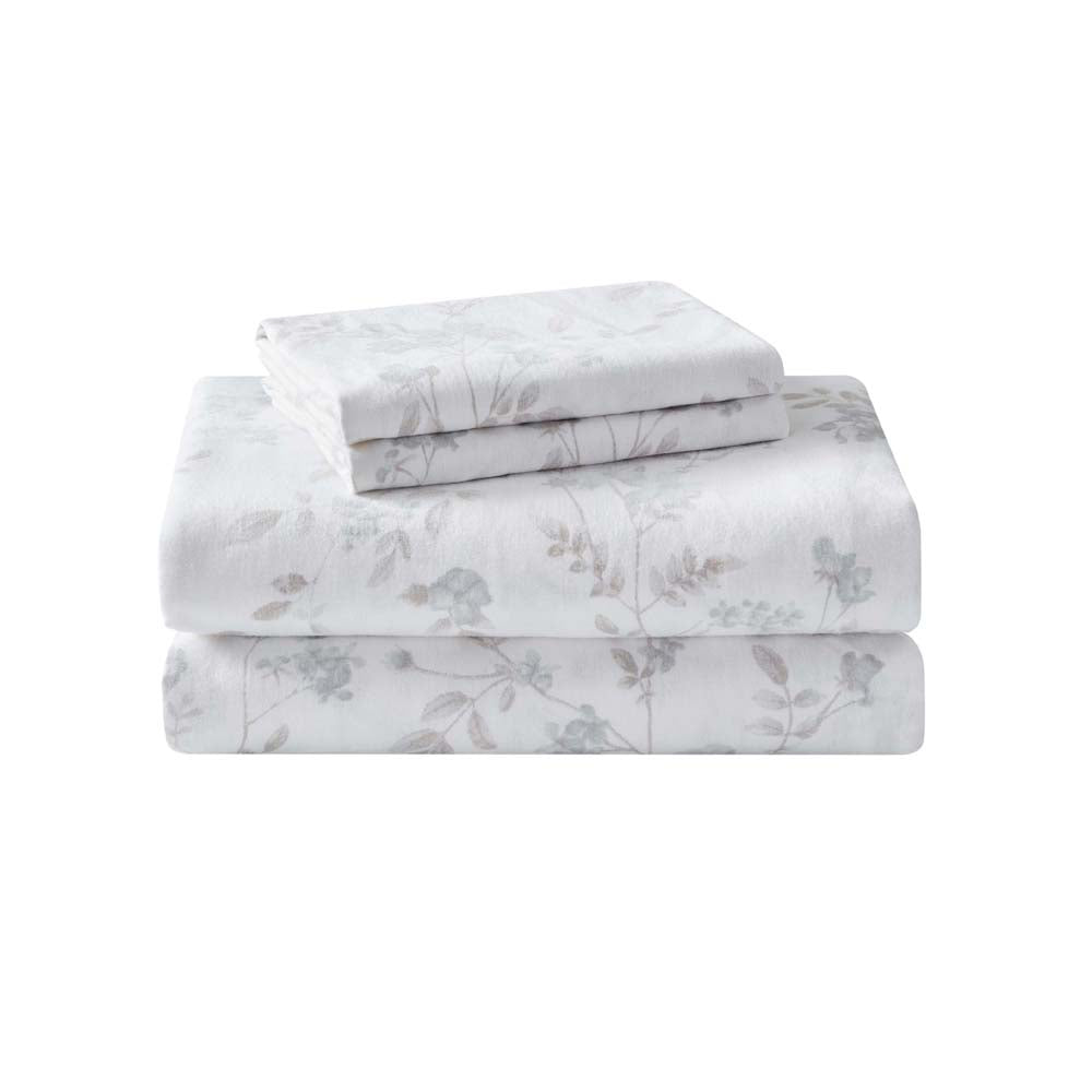 Laura Ashley Fawna Single Bed Soft Grey Flannelette Sheet Set for a Cozy Sleep