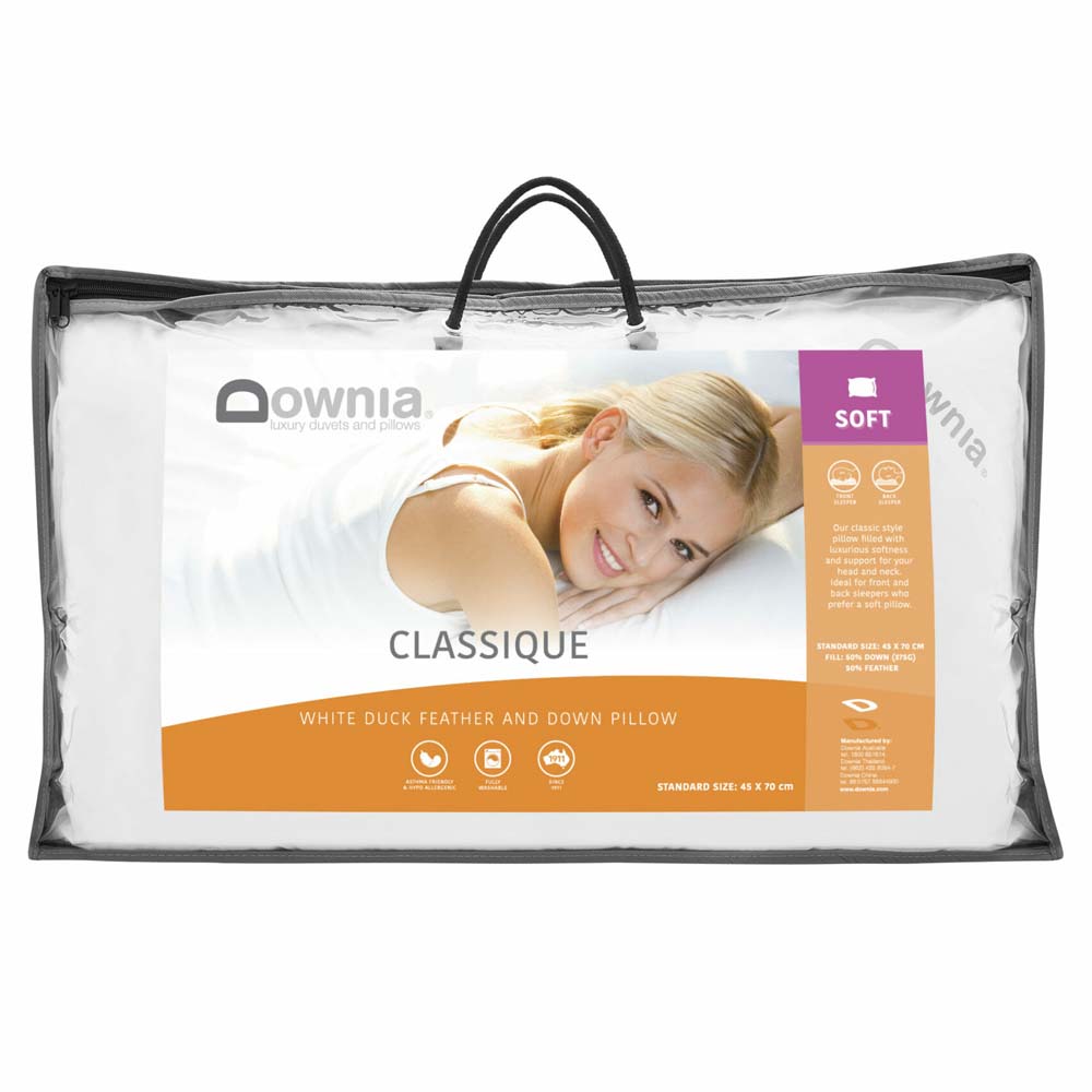 Downia Classique 50 Collection Standard Soft Size Down and Feather Pillow for Head and Neck Support