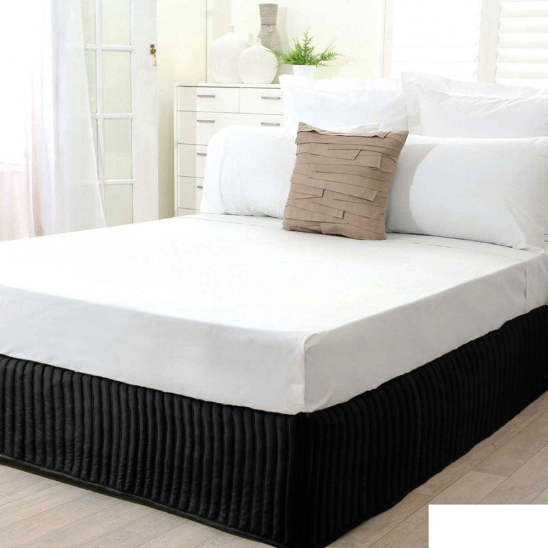 Luxurious Black Quilted Double Bed Valance for Bedroom Decor