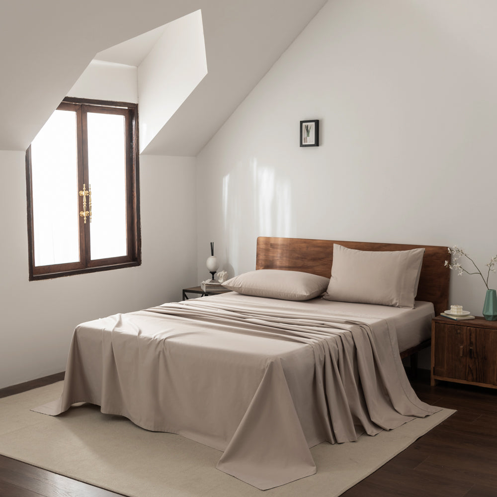 Casey 400TC 100% Cotton Sheet Set for Split King Bed 40cm