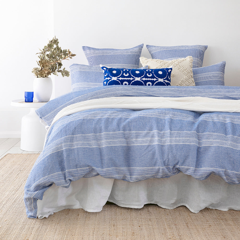 Bambury Juna Blue Luxury Quilt Cover Set for Queen Size Bed