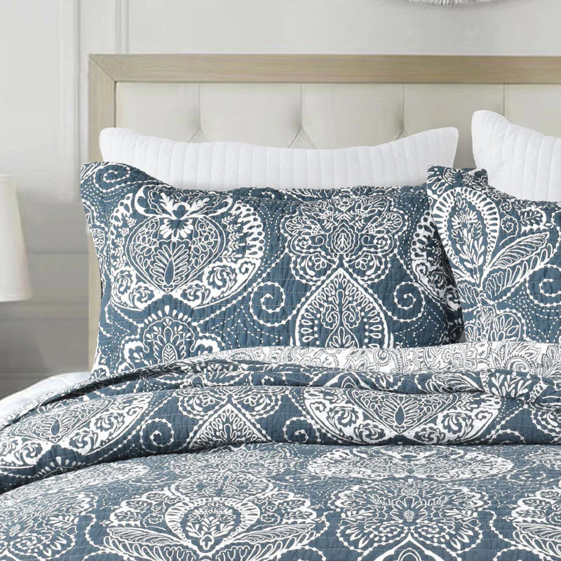 Elegant 100% Cotton Night Reflections Coverlet Set for Queen Bed