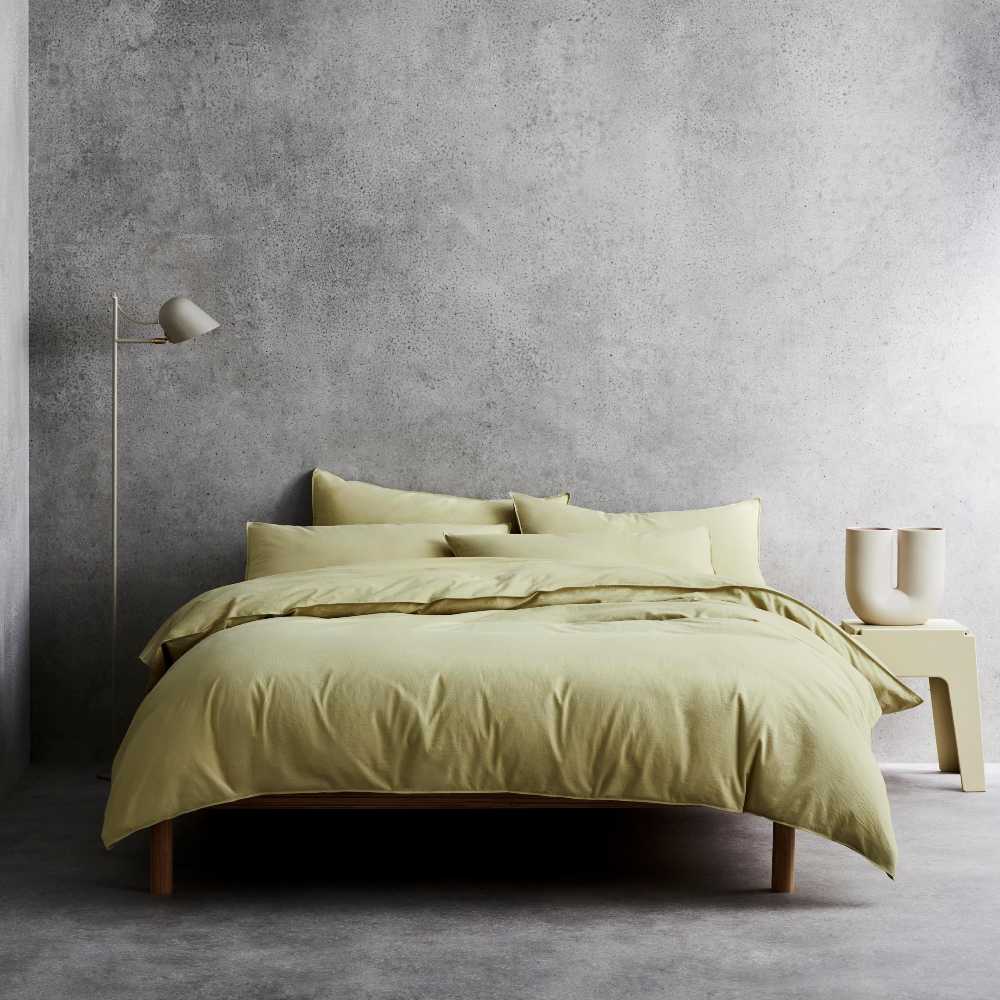 Luxurious Sheridan Onslo Asparagus Organic Cotton King Size Bed Quilt Cover Set